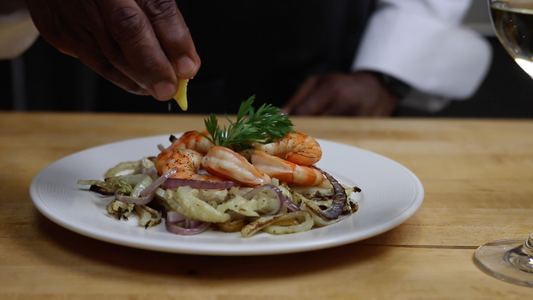 Fennel and Red Onion Baked Shrimp