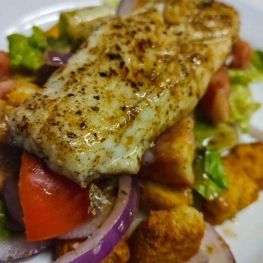 Branzino Panzanella salad