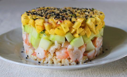 Mango Cucumber Shrimp Stack