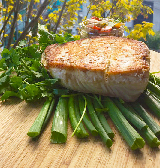 Pan Seared Halibut with Roasted Salsa