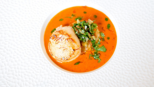 Seared Scallops in Harissa Beurre Blanc