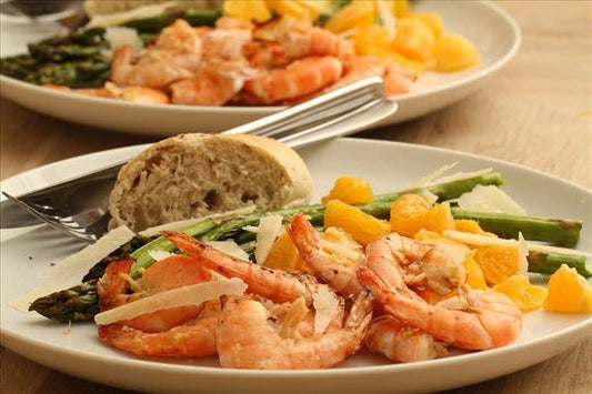 Run Spot Shrimp with Asparagus and Saffron