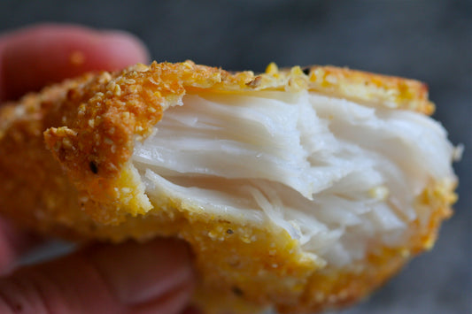 Cornmeal-Crusted Halibut Cheeks with Mama Lil’s Dipping Sauce