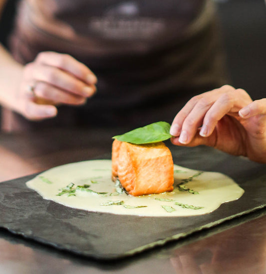 Skillet Salmon with Lemongrass Ginger Beer Blanc
